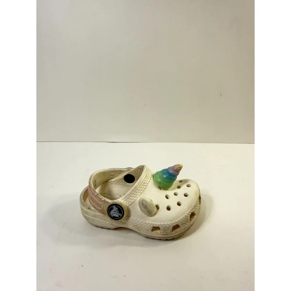 Crocs Toddlers Unicorn White Classic Clogs US 4